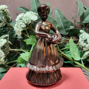 Metallic Bronze Glaze Victorian Woman Cooking/Baking Ceramic Figurine